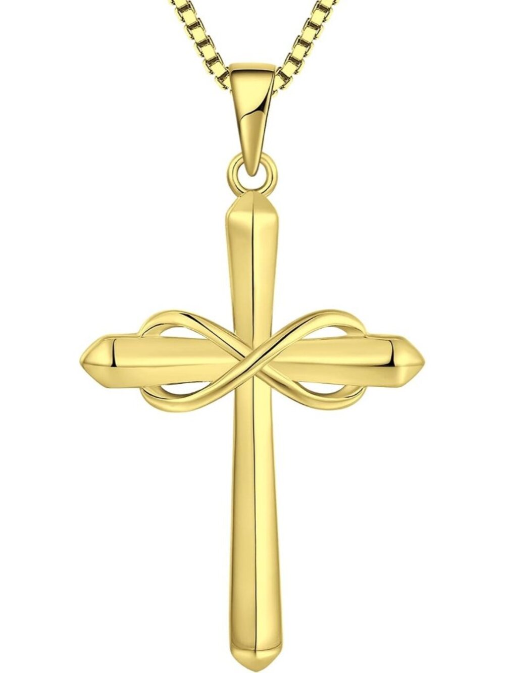 Women's Gold Starchenie Infinity Cross Polished Pendant Crucifix Necklaces